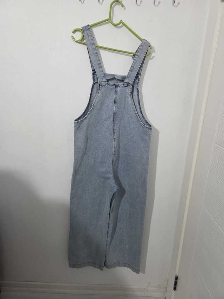 Gri Denim Kadın Salaş Tulum - Görsel 2