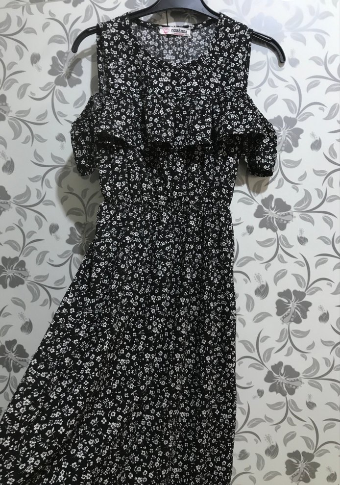 Düğmeli Siyah Desenli Midi Hamile Etek - Görsel 3