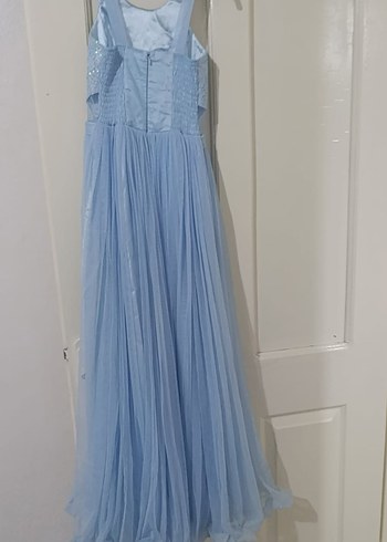 Mavi Pilili Uzun Abiye Elbise - Görsel 2