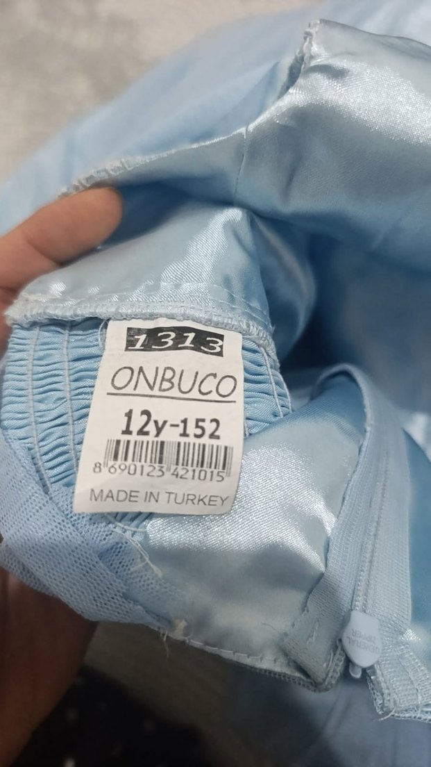 Mavi Pilili Uzun Abiye Elbise - Görsel 3