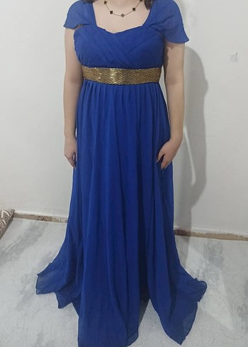 Mavi Drapeli Uzun Abiye Elbise - Görsel 4