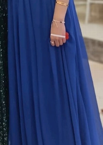 Mavi Drapeli Uzun Abiye Elbise - Görsel 3