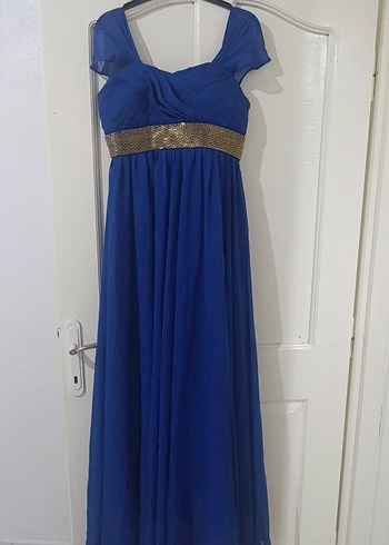 Mavi Drapeli Uzun Abiye Elbise - Görsel 2