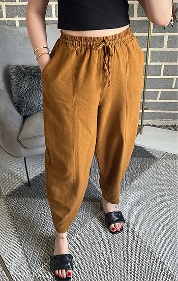 m Beden kahverengi Renk barley şalvar model pantalon