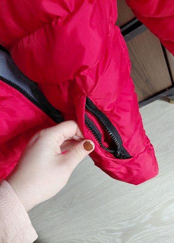m Beden kırmızı Renk Kırmızı Fermuarlı Kadın Kışlık Mont
