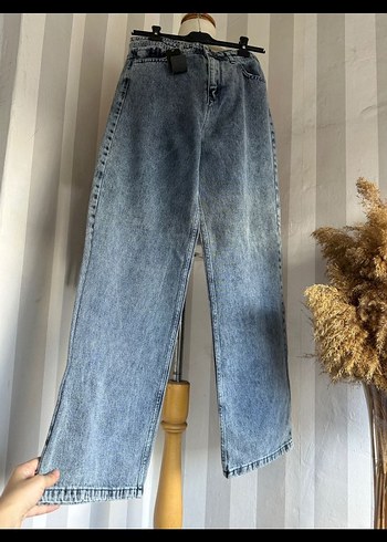 bol paça yüksel bel jean - Görsel 3