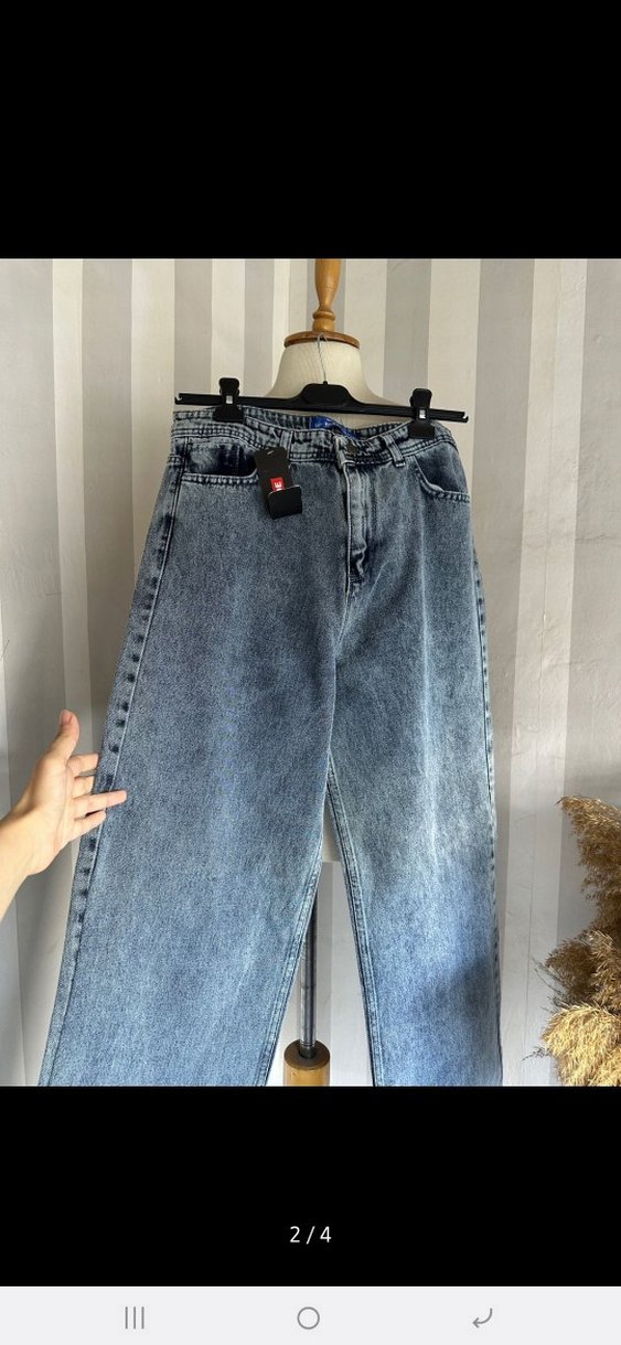 bol paça yüksel bel jean - Görsel 2