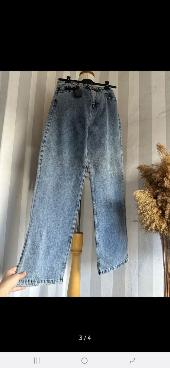 bol paça yüksel bel jean - Görsel 3