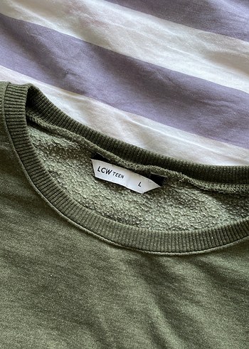 l Beden Kadın Haki Uzun Kollu Pamuklu Sweatshirt