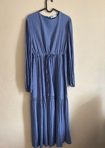 Lilamsı mavi Uzun pamuk Elbise, Bohem Stil, Astarlı
