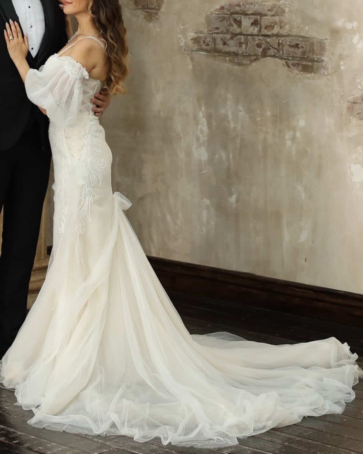 Modern Kırık Beyaz Balık Model Gelinlik - Görsel 2