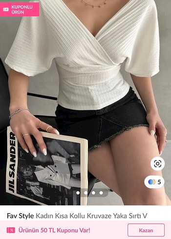 Fav Style Kadın Kısa Kollu Kruvaze V Yaka Bluz