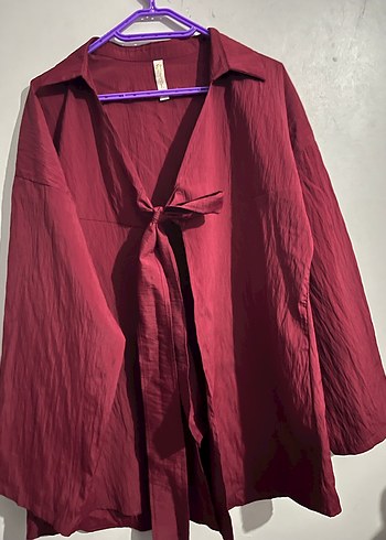 Bordo Kadın Midi Bohem Salaş Sabahlık - Görsel 2