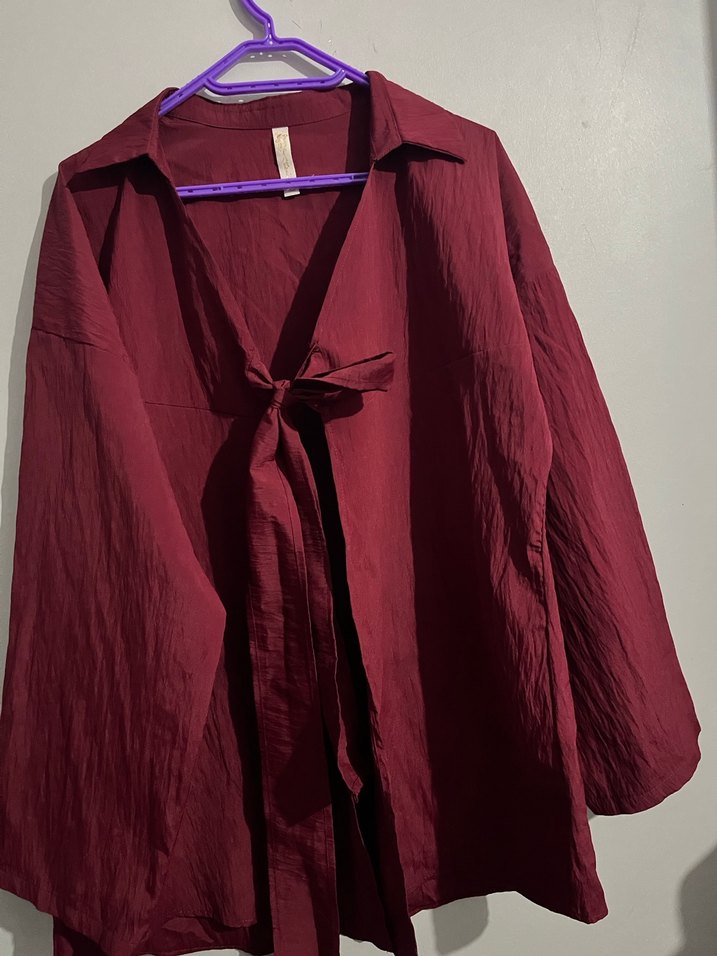 Bordo Kadın Midi Bohem Salaş Sabahlık - Görsel 3