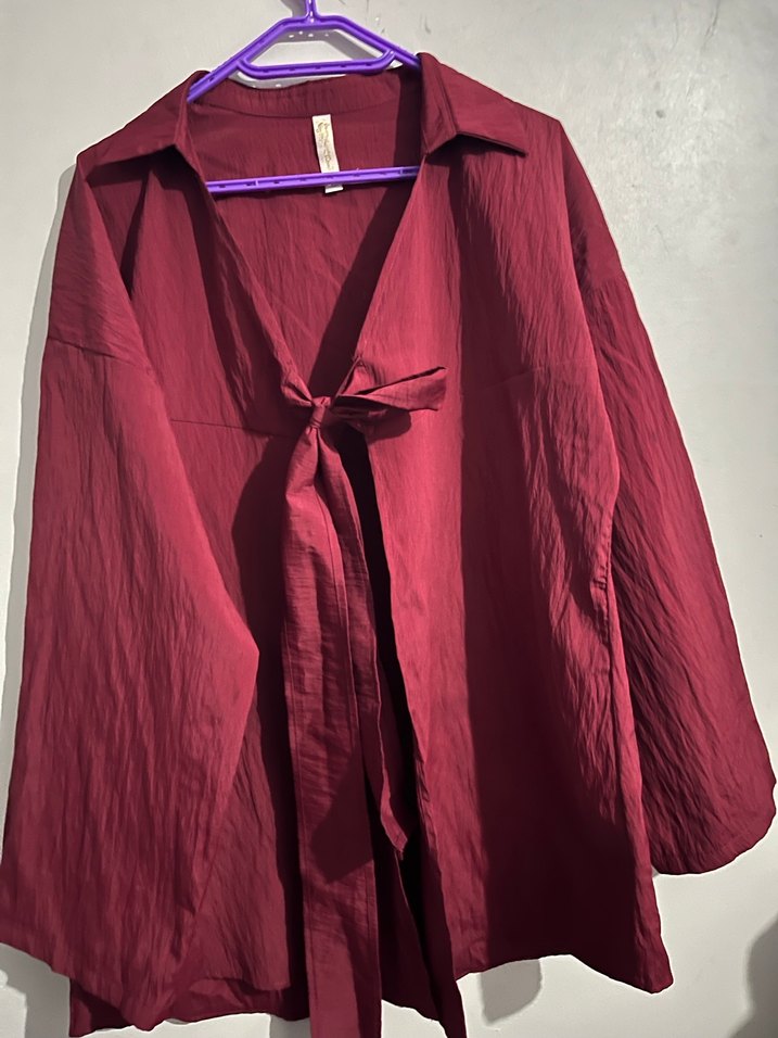 Bordo Kadın Midi Bohem Salaş Sabahlık - Görsel 2