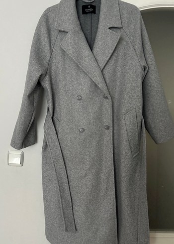 Gri Çift Düğmeli Kaban - Görsel 3