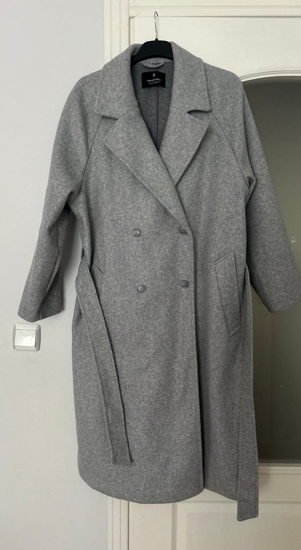 Gri Çift Düğmeli Kaban - Görsel 3