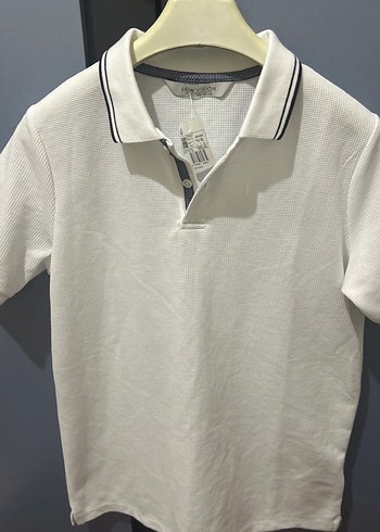 Erkek Çocuk Beyaz renk siyah çizgili Polo yaka tişört - Görsel 2