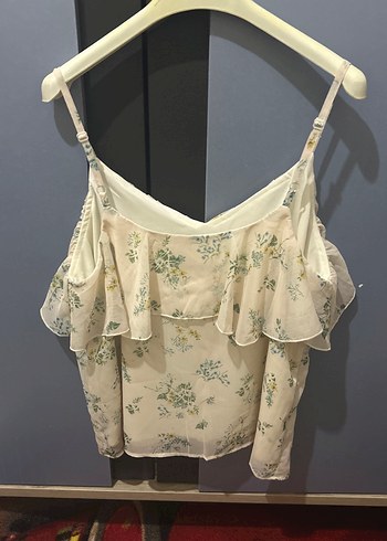 Çiçek Desenli Beyaz Bohem Mini Bluz - Görsel 2