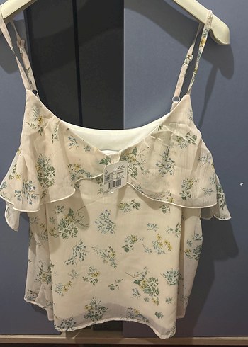 Çiçek Desenli Beyaz Bohem Mini Bluz - Görsel 3