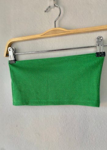 yeşil kısa straplez bluz - Görsel 2