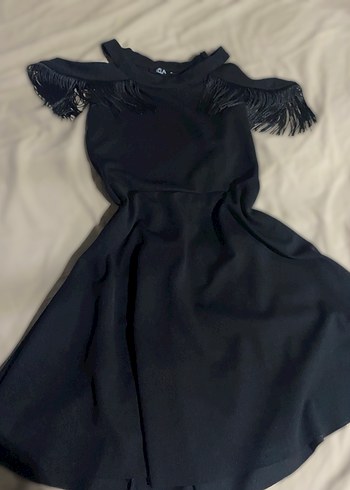 Püsküllü Siyah kısa Elbise - Görsel 2