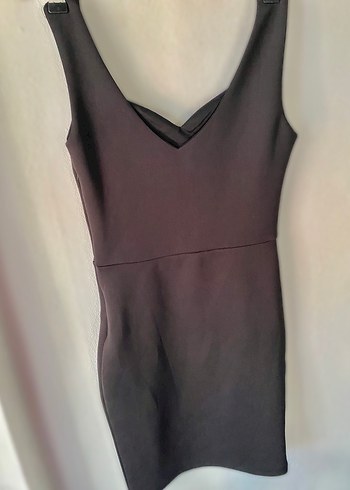 Siyah V Yakalı midi Elbise - Görsel 2