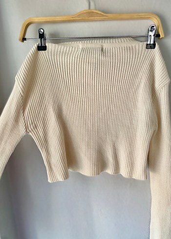 Bej Kadın kısa Triko Kazak Uzun Kollu - Görsel 2
