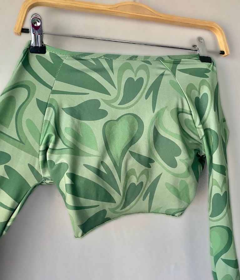 Yeşil bağcıklı tüllü Bluz - Görsel 3