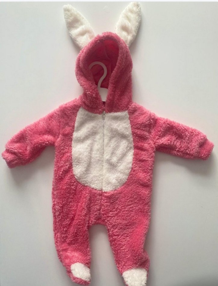Kapüşonlu Pembe Bebek Tulumu Kulaklı - Görsel 2