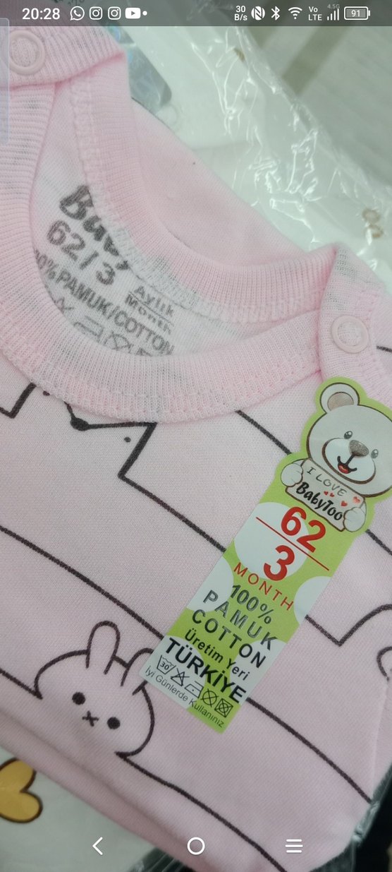 Pembe Uzun Kollu Bebek Zıbın - Görsel 3