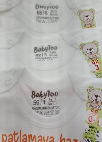 Baskılı Beyaz Uzun Kollu Bebek Zıbın - Görsel 4