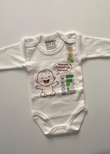 Baskılı Beyaz Uzun Kollu Bebek Zıbın - Görsel 3