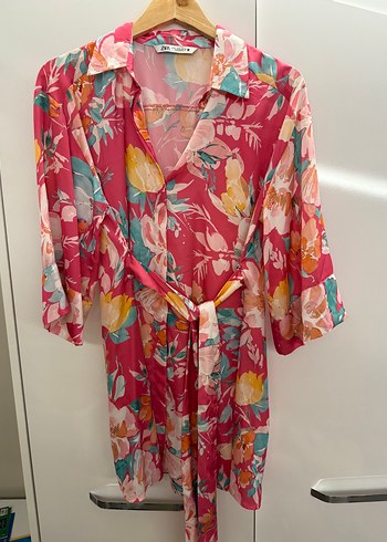 Renkli Desenli Uzun Kadın Kimono
