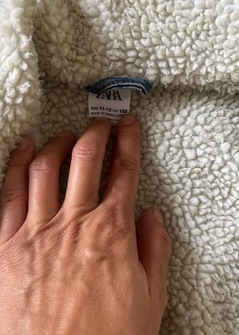 11-12 Yaş Beden Peluş Detaylı Mavi erkek cocuk Denim Ceket