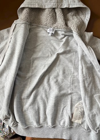 Armani marka Gri Fermuarlı Kedi Kapüşonlu Hırka - Görsel 10