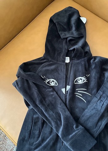 Armani Armani marka Gri Fermuarlı Kedi Kapüşonlu Hırka