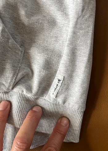 Armani marka Gri Fermuarlı Kedi Kapüşonlu Hırka - Görsel 13