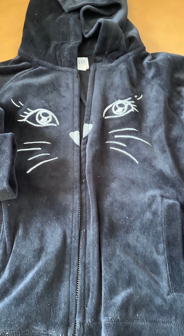 Armani marka Gri Fermuarlı Kedi Kapüşonlu Hırka - Görsel 3