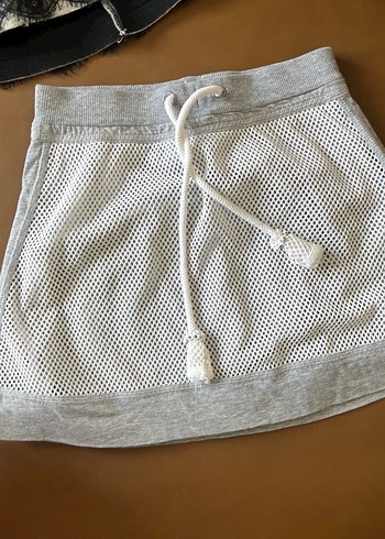 Kız cocuk Dantel Detaylı Gri Mini Etek - Görsel 2