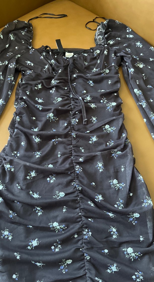 V Yaka Uzun Kollu Midi Elbise - Görsel 2