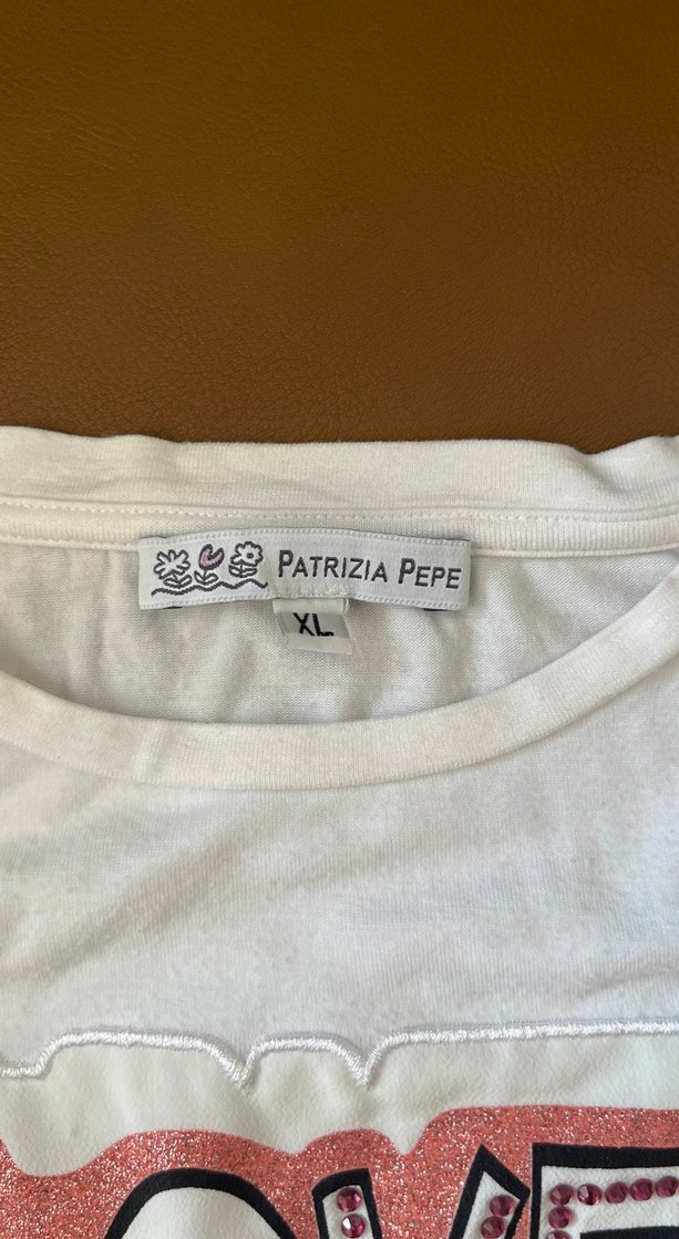 Patrizia marka beyaz taşlı kız cocuk Mini Tişört - Görsel 5