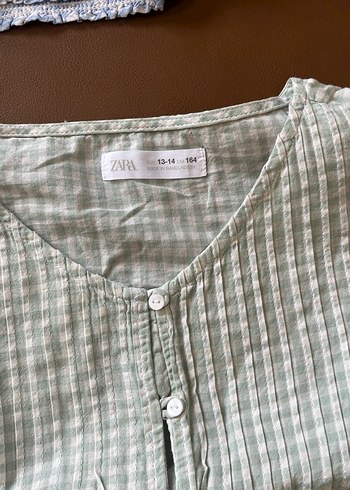 3 parca tek Kız Çocuk Gri Ekose Kısa Kollu Elbise - Görsel 10