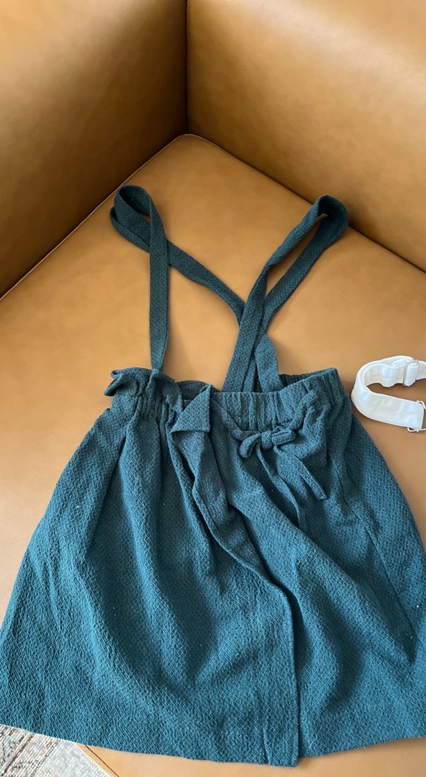 Kızlar için beyaz jean askılı tulum - Görsel 2