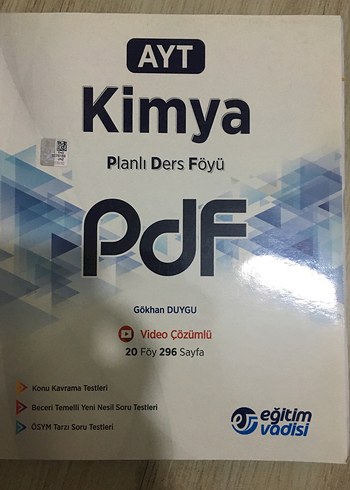 AYT Kimya Planlı Ders Föyü PDF Kitap eğitim vadisi