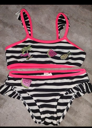 Kız Çocuk Zebra Desenli Bikini Takımı
