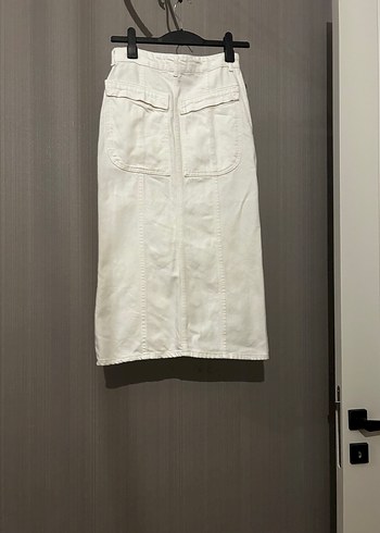 Zara Beyaz Midi Kot Etek