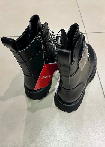 Polaris Siyah Deri Stiletto Topuklu Goth Bot