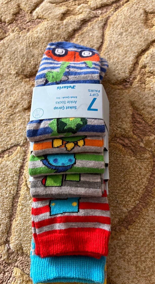Erkek Çocuk Çok Renkli Baskılı Soket Çorap 7 Çift4-6 yaş aradı - Görsel 2