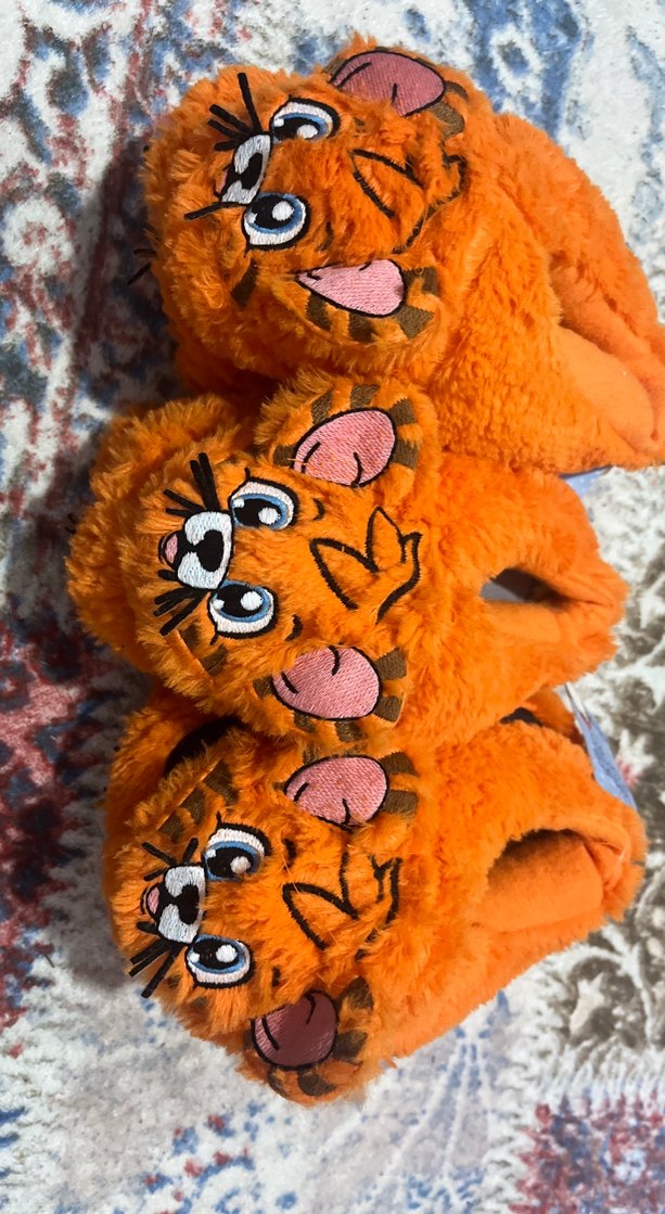 Renkli Leopar Desenli Kürklü 2-4 yaş arası Ev Terliği - Görsel 2